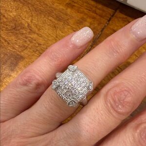 Judith Ripka Sterling Silver and Diamonique Pave Ring